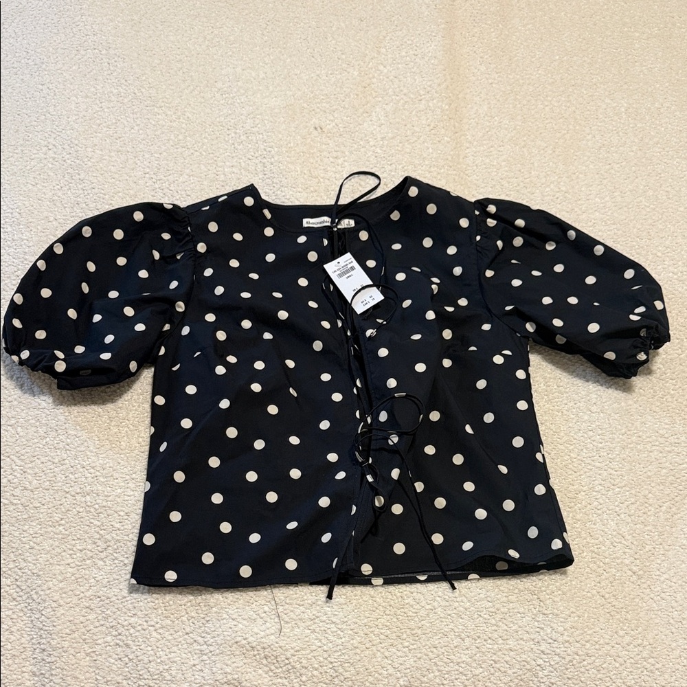 Abercrombie & Fitch Navy Polka Dot Blouse